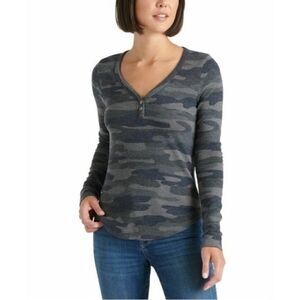 Lucky Brand Gray Camouflage Long Sleeve Tee S